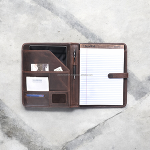 Wholesale Vintage Custom OEM Genuine Leather Portable <b>A4</b> File <b>Folder</b> Executive Document <b>Paper</b> Portfolio Style <b>Certificate</b> Bag - Product Image 3