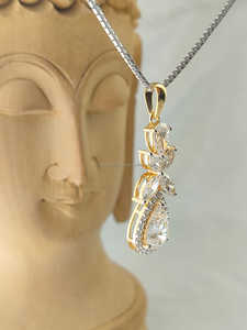 Collier pendentif en diamant de laboratoire taille poire et marquise en or jaune, design élégant en forme de goutte, bijou de luxe, cadeau pour femme - Product Image 2