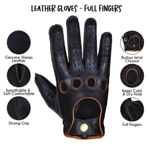 Gants en cuir de mouton unisexe de qualité supérieure respirant chaud doux doublé quotidien en plein air tenue décontracté à la mode accessoire d'hiver - Product Image 4