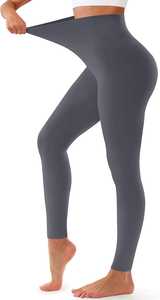 High Waist Seamless Full Length Yoga <b>Leggings</b> Solid <b>Black</b> Spandex/Nylon Elastic Waist Pants Quick Dry Breathable Four-Way - Product Image 5