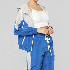 <b>Waterproof</b> Zipper Jacket Tracksuit <b>Sets</b> Women Windbreaker Over Sized Zip up Hooded Jacket <b>Set</b> Custom logo Windbreaker Tracksuit - Product Image 5