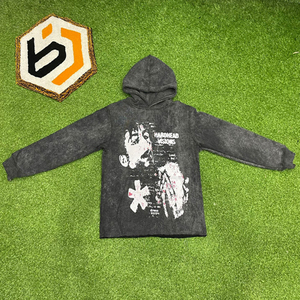 เสื้อฮู้ดครอปพิมพ์โลโก้ตามสั่ง ผ้าฝ้ายออร์แกนิคพรีเมียม ระบายอากาศได้ดี ซักย้อมแบบแอซิดวอช ผลิตตามแบบ OEM คุณภาพสูง สไตล์วินเทจ สำหรับผู้ชาย - Product Image 1