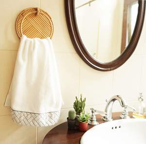 Porte-serviettes en rotin à bas prix, anneaux pour foulards naturels, accessoires de salle de bain de haute qualité, barre de suspension pour serviettes - Product Image 6