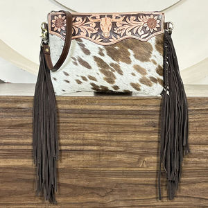 กระเป๋าหนังวัวแท้สลิงสไตล์ทันสมัยปี 2026 ตกแต่งด้วยลายฉลุ  พร้อมพู่ห้อย  กระเป๋าสะพายไหล่หนังขนสัตว์สำหรับผู้หญิง ราคาโรงงาน - Product Image 4