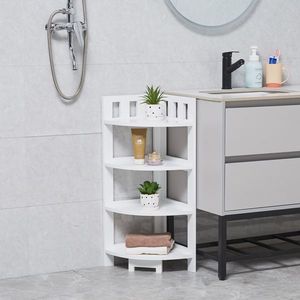 4-Tier <b>Corner</b> Shelf Wood Storage Stand with Multipurpose Cor for Small Home Office or Bathroom Kitchen Storage <b>Unit</b> - Product Image 4