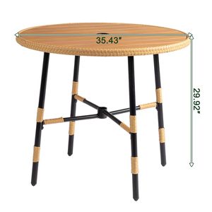 Tavolo da Pranzo in Rattan con Telaio in Alluminio Leggero e Foro per Ombrellone, per Patio, Cortile, Balcone o Giardino - Product Image 2