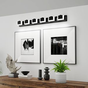 Moderna Lampada da Bagno a 6 Luci LED, Illuminazione per Specchio in Acrilico Nero - Product Image 1