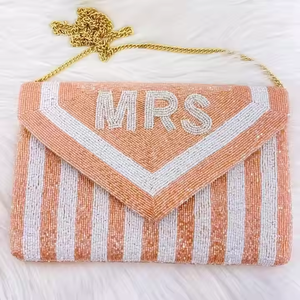 Pochette enveloppe brodée papillon en perles de rocaille pour mariage, événement, fête – Sac bandoulière élégant et sac à main de luxe tendance pour femme - Product Image 5