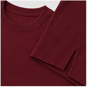 Custom Oxblood Red Cotton Modal Cocoon <b>Mens</b> Oversized Short Sleeve Crew Neck T-Shirt MTS-OVR-0036 - Product Image 4