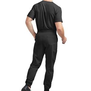 Unisex Doctor Nurse Scrubs Uniform Suit Long Sleeve Snap Jacket Straight Leg Pants Outfits Spandex Woven - Product Image 3