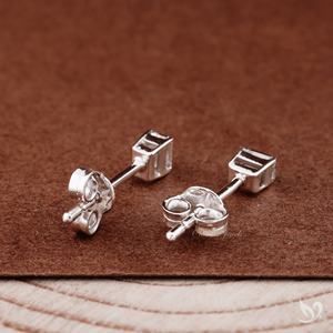 <b>Emerald</b> Cut Lab Grown Diamond <b>Stud</b> Earrings Prong Set IGI Certified 925 Sterling Silver Everyday Jewelry - Product Image 3