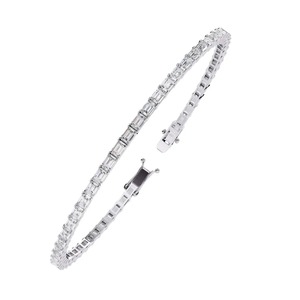 IGI Certified Emerald Cut Lab Grown Diamond Tennis <b>Bracelet</b> in Solid 925 Sterling Silver - Product Image 4