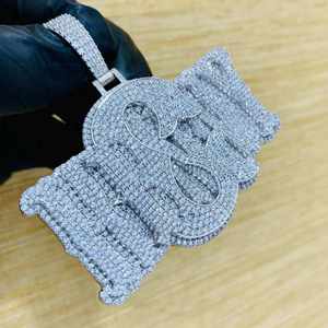 Colgante Hip Hop Personalizado con Letra, con Incrustaciones de Moissanita, Plata de Ley 925, Chapado en Oro Rosa - Product Image 2