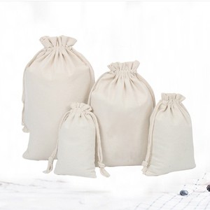 Sacs à cordon ajustables en polyester/coton, pochettes en mousseline tissée écologiques, résistantes à l'eau, traditionnelles pour le rangement - Product Image 2