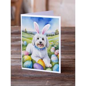 Coton De Tulear Whimsical A7 tamaño 5x7 tarjetas de notas en blanco Paquete de 8 tarjetas de felicitación de caza de huevos de Pascua con sobres - Product Image 2