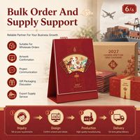 Calendrier de bureau personnalisé 2027, thème Chinois du Zodiaque (Bouc), reliure spirale, idéal pour cadeaux d'affaires, vente en gros