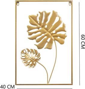 Modern Nordic Metal Monstera Leaf Wall Decor <b>Framed</b> Botanical Wall Hanging Art for Luxury Home Office and Hotel Interiors - Product Image 2