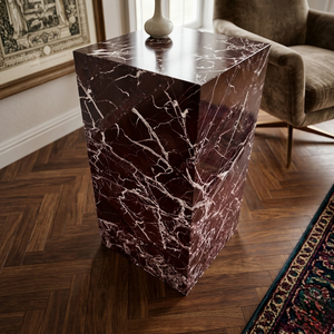 Hayat Group Red Levanto <b>Marble</b> Modern <b>Side</b> <b>Table</b> Plinth for Living Room Furniture - Product Image 1