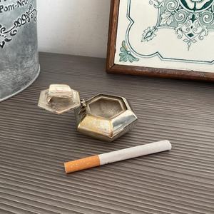Vintage Pocket Ashtray, Silver Metal Hexagonal Portable Ashtray, - Product Image 2