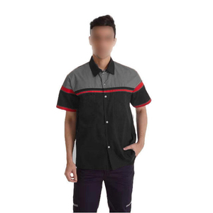 Chemise de travail pour homme, noir, gris, rouge, polyester, respirante, manches courtes, uniforme - Product Image 6