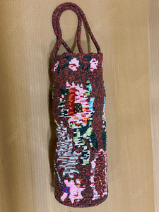 Handcrafted Floral Beaded <b>Bottle</b> Holder Bag Vintage Style <b>Mini</b> Tote Cylindrical Wine Carrier Decorative Gift Handbag Purse - Product Image 5