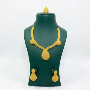 Ensemble de bijoux pour femmes plaqué or 24 carats, 4 pièces, de haute qualité, élégant, pour fiançailles, anniversaire, mariage, fête, cadeau fait main en Inde - Product Image 3