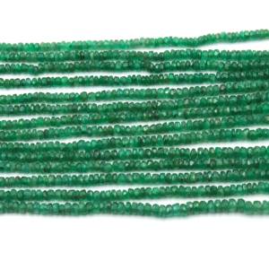 Cuentas redondas facetadas de esmeralda natural de grado AAA, muy vendidas, facetadas en forma de rondel de 3-5 mm, piedra preciosa para la fabricación de joyas, 16 pulgadas. - Product Image 1