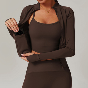 Vêtements de fitness pour femmes, hauts de yoga sans couture, couleurs unies, manches longues, crop tops de sport, ensembles de yoga respirants et à séchage rapide - Product Image 2