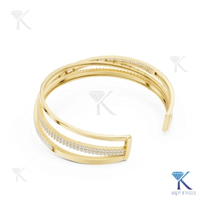 Brazalete de Diamantes Cultivados en Laboratorio, Diseño Cruzado, Oro Sólido de 14K/18K, Joyería Fina de Lujo para Mujer, Fabricante Mayorista - Product Image 5