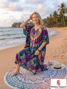 Printed Women <b>Kaftan</b> Dress Loose Fit <b>Summer</b> Beach Wear Comfortable Fabric Custom Wholesale Bulk Manufacturing Export Supply - Product Image 5