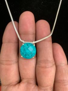 Wholesale Price Necklace sensitive Gemstone Turquoise <b>Silver</b> <b>Top</b> quality for Jewelry Lot Gemstone Round Shape May Birthstone - Product Image 1