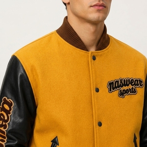 Naswears Men's <b>Winter</b> Varsity <b>Jacket</b> Wool & <b>Leather</b> Shell Reversible Heated Eco-Friendly Breathable Anti-Bacterial Sporty Design - Product Image 4