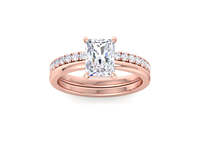 Ensemble de bagues de fiançailles en diamant de laboratoire taille radiant avec alliance pavée de diamants en or pour mariée