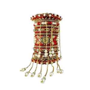 Ensemble de bracelets de mariage en perles blanches de luxe plaqués or, bijoux tendance pour femmes musulmanes - Product Image 4