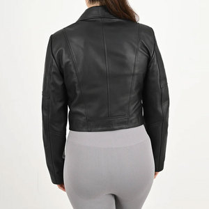 Women's Genuine <b>Sheepskin</b> wholesale Leather <b>Jacket</b> with crop length OEM Wholesale Fashion Popular Leather <b>Jackets</b> for Women - Product Image 2