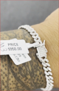สร้อยข้อมือเงินแท้ 925 ประดับมอสซาไนต์ทรงกลมแบบไมโครเพฟ สไตล์ฮิปฮอป สำหรับผู้ชาย รุ่น HB0315 - Product Image 4