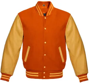 탑 아름다운 패션 고품질 겨울 디자인 오렌지 골드 가죽 슬리브 남성용 자켓