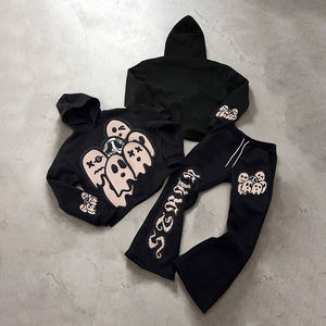 Conjunto de Ropa Urbana Personalizada para Hombre con Sudadera y Pantalones Deportivos Estampados, Lavados al Ácido y con Efecto Desgastado por el Sol, Conjunto de Dos Piezas Holgado Estilo Vintage - Product Image 3