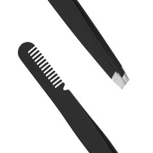 Pince à épiler de luxe en acier inoxydable multicolore faite à la main avec peigne, applicateur de faux cils à pointe fine, outils 2-en-1 pour cils - Product Image 2