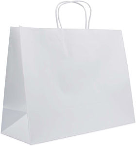 Sac de courses en papier blanc personnalisé avec poignée en corde, sac d'emballage cadeau pour épicerie, sac en papier écologique imprimé avec logo, vente en gros - Product Image 2