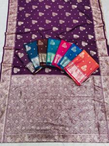 Sari Tradicional Indio de Seda Banarasi con Trabajo de Tejido Zari para Bodas y Eventos Festivos, Atuendo para Mujer - Product Image 6