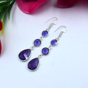 Pendientes Largos de Amatista Púrpura con Corte Ovalado, Plata de Ley 925, Joyería Moderna, Regalo de Cumpleaños para Mujer - Product Image 4