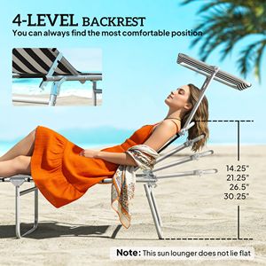 Sdraio Pieghevole da Esterno per Piscina con Parasole, Telaio in Alluminio Nero/Bianco, Cuscino in Olefin, Materiale in Corda per Piscina - Product Image 4