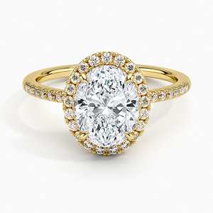 Bague de fiançailles Cambria Hiddan Halo en perle d'eau douce et moissanite, taille ovale, argent 925 plaqué or 14K, sertissage clos, GRA - Product Image 1