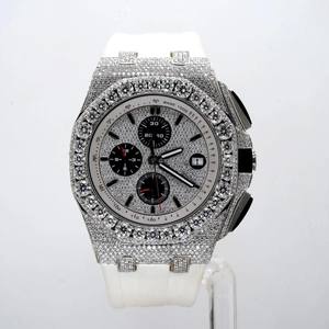 Reloj de Lujo para Hombre con Correa Blanca, Relojes de Cuarzo de Diseñador de Marca, Reloj de Moda RM con Moissanita, Logotipo Personalizado - Product Image 1