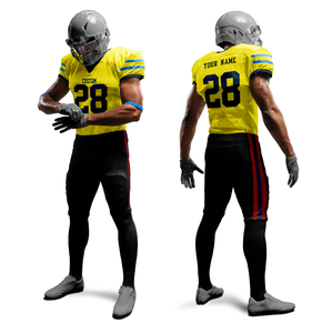 ชุดยูนิฟอร์มอเมริกันฟุตบอลแบบใหม่ ผลิตจากโพลีเอสเตอร์ 100% พร้อมพิมพ์ลายแบบ Sublimation  รับทำแบรนด์ตามสั่ง ชุดอเมริกันฟุตบอลสำหรับผู้ชาย - Product Image 2