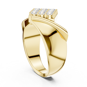 Bague de déclaration en or jaune 18 carats avec diamants de laboratoire ronds en grappe, moins d'un carat, or rose, blanc, jaune, luxe pour homme - Product Image 4