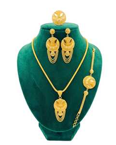 Elegante Juego de Collar de Novia de 4 Piezas en Latón y Cobre Chapado en Oro de 1K para Mujer |   Boda Tradicional India Hecha a Mano - Product Image 3