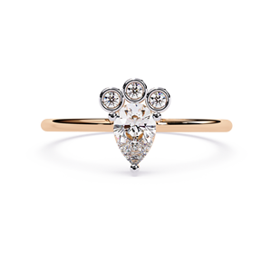 แหวนหมั้นเพชรทรงลูกแพร์สำหรับผู้หญิง ทองคำขาว 14k ประดับเพชรทรงกลมแบบฝังขอบ ดีไซน์คลาสสิก เหมาะสำหรับเป็นของขวัญวันครบรอบ - Product Image 5