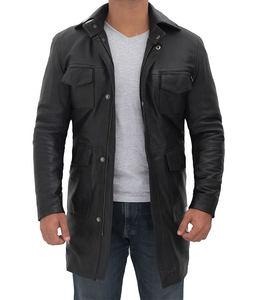 Abrigo de Cuero para Hombre, Corte Ajustado, Chaqueta Larga, Diseño Moderno, Cuero PU, Ajuste Cómodo, Prenda Elegante para Invierno, Informal, para Fiestas - Product Image 1